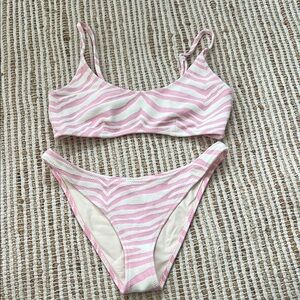 Triangl pink and White Zebra Print Bikini